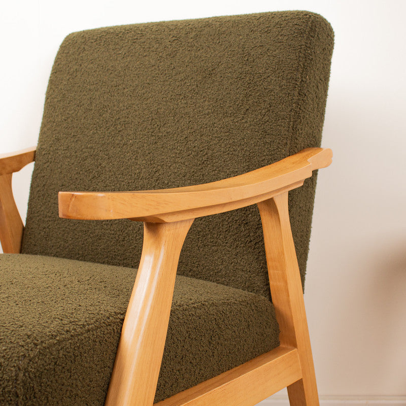 Green Boucle Flat Arm Chair